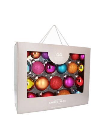 Glazen kerstballen 44 st | Multi | 5-8 cm | In koffer