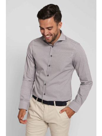 Suitable Overhemd Twill Print Beige