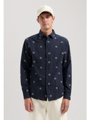 Dstrezzed Heren Jacquard Overhemd Blauw Thomas