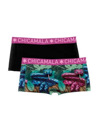 Dames 2-pack Boxershorts Print + Effen Print/Black