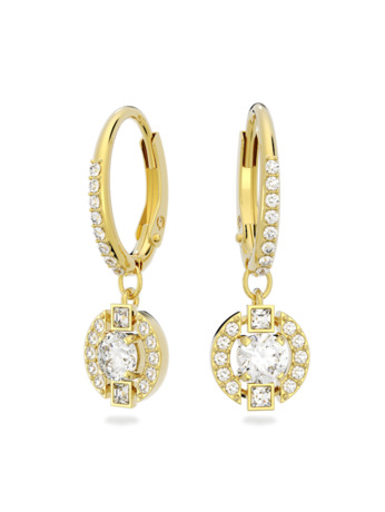 Una Sparkling Dc Pierced Earrings Drop Gold shiny White Crystal