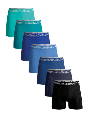Heren 7-Pack Boxershorts Effen Black/Blue/Green