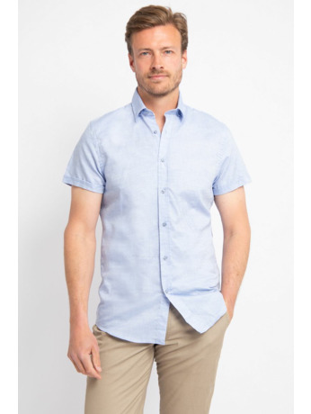 Suitable Short Sleeve Overhemd Linnen Lichtblauw