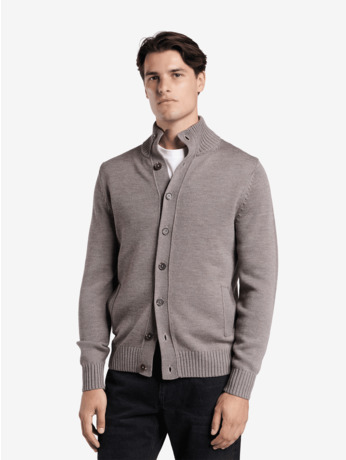 No Label Heren Trui Bruin Cardiff Extrafine Merino Wol