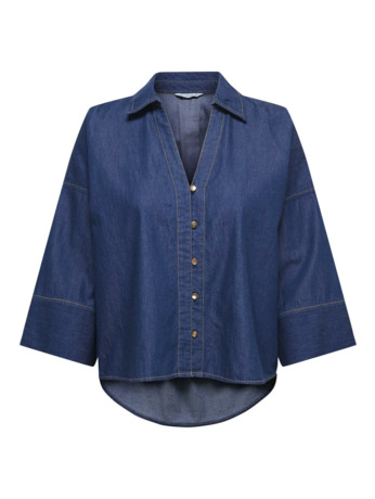 Regular Fit Resort Collar 3/4 Sleeves (3/4) Regular fit 3/4 mouw denim overhemd - match met je favoriete broek of rok