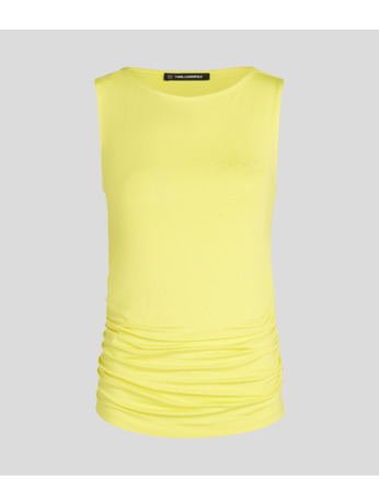 BOAT NECK RUCHED DETAIL TOP