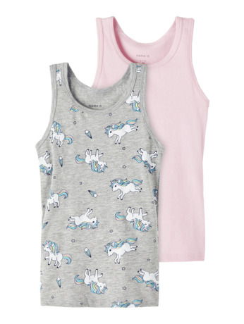 NMFTANK TOP 2P GREY MELANGE UNICORN NOOS