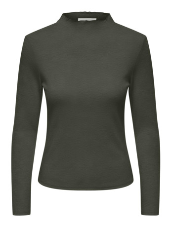 Regular Fit O-Neck Long Sleeves (L/S) Top met O-hals en ruches