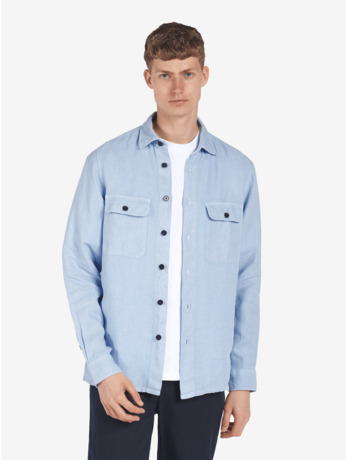 No Label Heren Linnen Overhemd Lichtblauw Ohio Linen