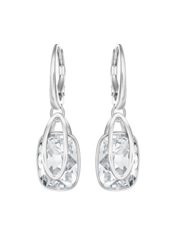 Holding Pierced Earrings OU Rhodium shiny Crystal