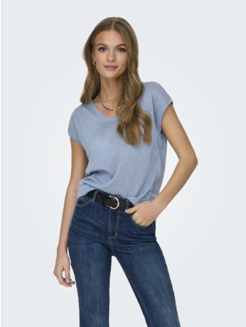 onlSILVERY S/S V NECK LUREX TOP JRS
