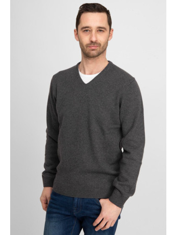 Suitable Lamswol Trui V-Hals Antraciet