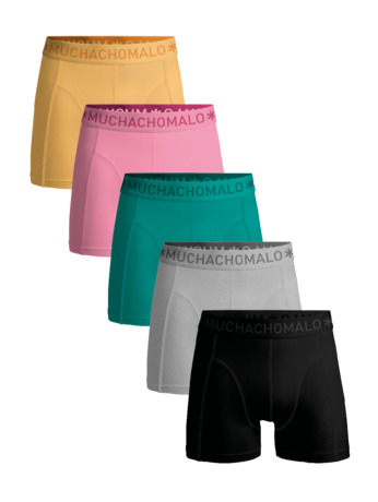 Heren 5-Pack Boxershorts Effen Black/Grey/Green/Pink/Orange