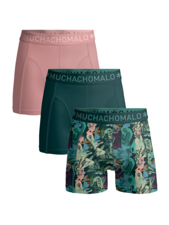 Heren 3-Pack Boxershorts Print/Effen Print/Green/Pink