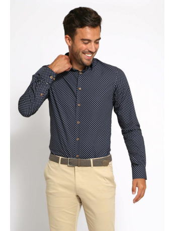 Suitable Overhemd Print Donkerblauw 267-10