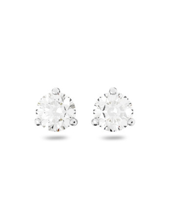 Stilla Round Pierced Earrings Stud Rhodium shiny Crystal