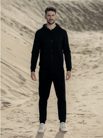 Heren Borduurwerk Rits Vest Zwart Black