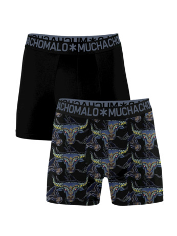 Heren 2-Pack Bull Boxer Shorts print/solid Print/Black