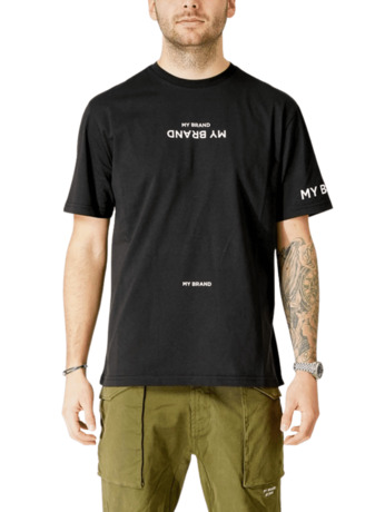 MY BRAND LOGO UPSIDE DOWN CHEST BLACK T-SHIRT