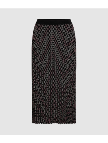 K-CHEVRON AOP PLEATED SKIRT