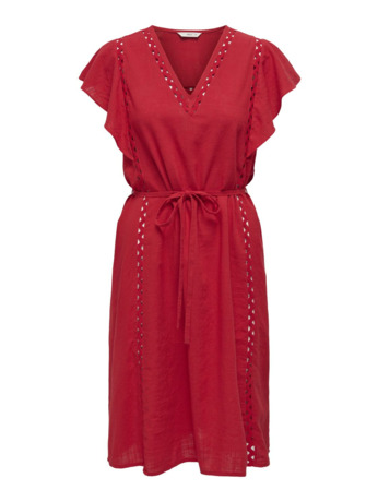 Regular Fit V-Neck 2/4 Sleeves (2/4) Zomerjurk met sierlijke V-hals en kanten detail