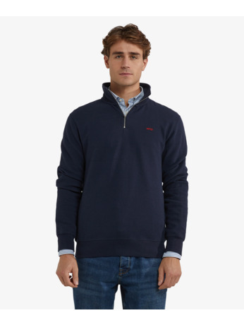Ribbed Zip Mock sweatshirt 100% Cotton Heren