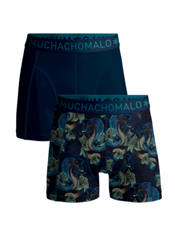 Heren 2-pack Boxershorts print/effen Print/Blue