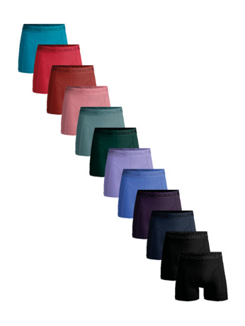 Heren 12-Pack Boxershorts Effen Black/Blue/Purple/Green/Pink/Red