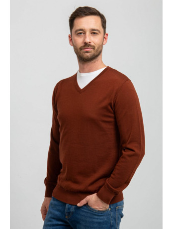 Suitable Pullover V-Hals Merino Brique