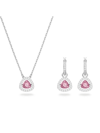 Una Millenia Dc Set tri Rhodium shiny Fancy Pink Crystal