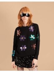 Sequin flowers knitted sweater