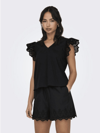 ONLLOU EMB S/S FRILL TOP PTM