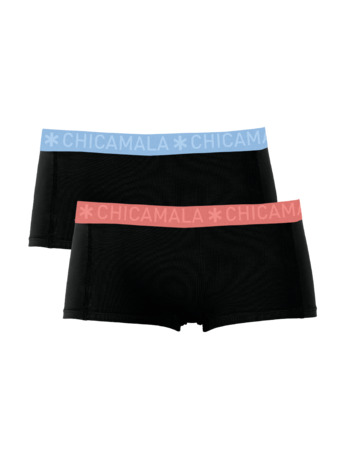 Dames 2-pack Boxershort Solid Black/Black