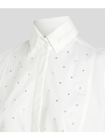 EMBELLISHED POPLIN BIB SHIRT