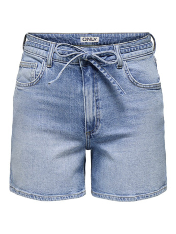 Regular Fit Denim short met middelhoge taille en riem inbegrepen