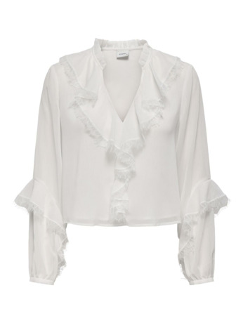 Regular Fit V-Neck Long Sleeves (L/S) Regular fit top met lange mouwen en ruches