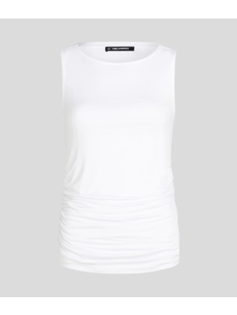 BOAT NECK RUCHED DETAIL TOP