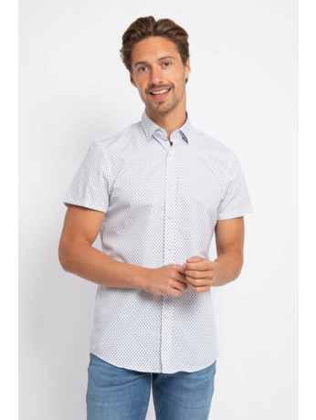 Suitable Short Sleeve Overhemd Print Blauw