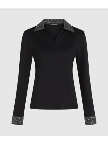 BOUCLE DETAIL LS POLO TOP