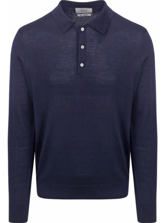 King Essentials The Robert Long Sleeve Poloshirt Merino Navy