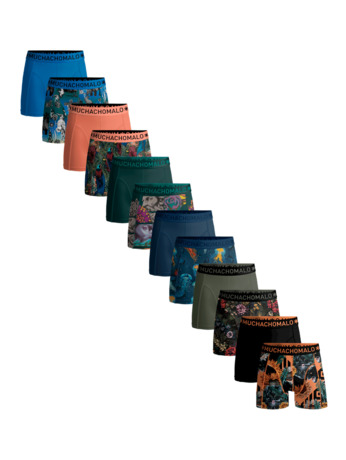Heren 12-Pack Boxershort Print/Effen Print/Black/Green/Blue/Green/Pink/Blue
