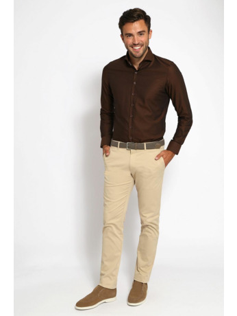 Suitable Twill Overhemd Bruin