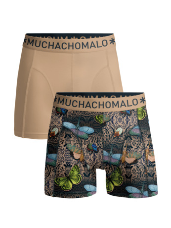 Jongens 2-Pack Boxershorts Print/Effen Print/Beige