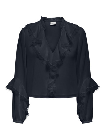 Regular Fit V-Neck Long Sleeves (L/S) Regular fit top met lange mouwen en ruches