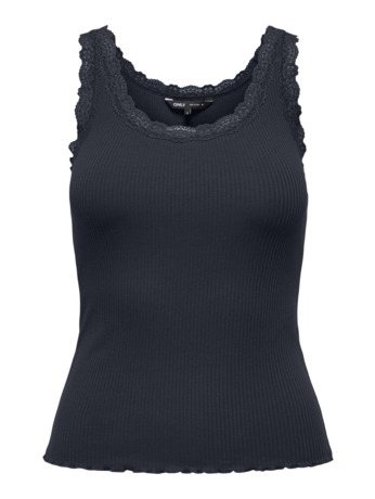 Regular Fit U-Neck Sleeveless (S/L) BASIC Mouwloze tanktop met U-hals en kanten detail