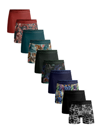 Heren 10-Pack Boxershort Print/Effen Print/Blue/Grey/Green/Red