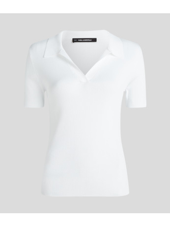RIB LOGO POLO SWEATER