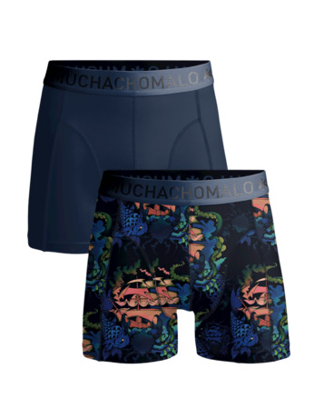 Mannen 2-Pack korte print/effen Print/Blue