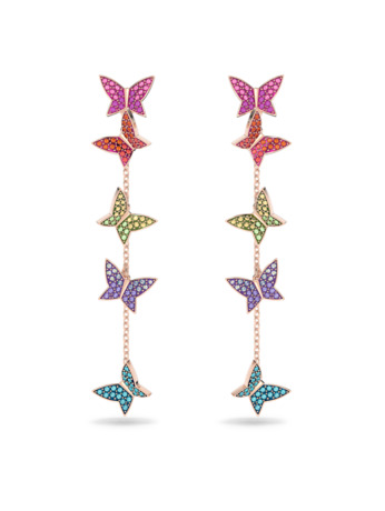 Idyllia Lilia Pierced Earrings Long Rose Gold shiny Multi Light