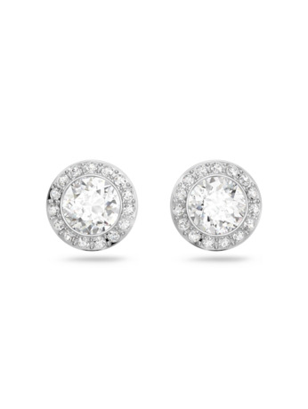 Una Angelic Pierced Earrings Round Rhodium shiny Crystal